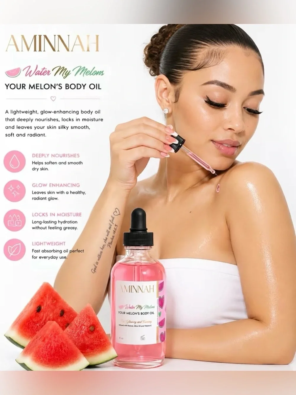 Aminnah Water My Melons Body Oil Full Size NEW